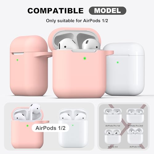 Image of AirPods Case Cover with Keychain, Full Protective Silicone AirPods Accessories Skin Cover for Women Girl with Apple AirPods Wireless Charging Case,Front LED Visible-Pink Sand
