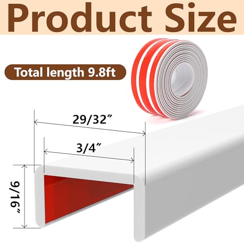 Image of 9.8Ft Self-Adhesive Flexible Edge Protector-3 /4 Self Adhesive U Channel Rubber Edge Trim-Flexible Wall Corner Protectors Guards for Plywood Drawers Besks Shelves
