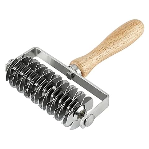 Stainless Steel Dough Lattice Roller Cutter with Wood Handle,Cookie Pie Dessert Pizza Bread Pastry Crust Roller Cutter Cover