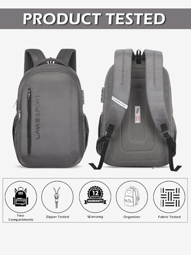 Image of Lavie Sport Maverick 35L Casual Backpack | Fits Upto 15 Inch Laptop Backpack | Laptop Compatiable | Rain cover | For Men & Women