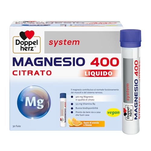 Doppelherz MAGNESIUM 400 LIQUID - El magnesio apoya el funcionamiento normal de los músculos y del sistema nervioso - 30 frascos bebibles