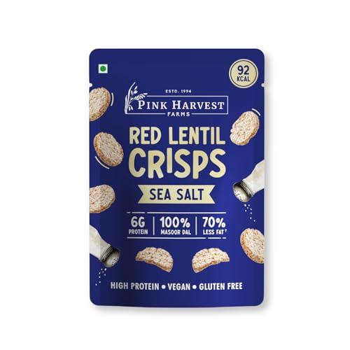 Image of Pink Harvest Farms Red Lentil Crisps - Sea Salt, Gluten-Free, High-Protein, Healthy Baked Chips, Keto Snacks Food High Protein, Vegan Snack | No Rice, Potato, Corn or Wheat (25g, Pack of 1)