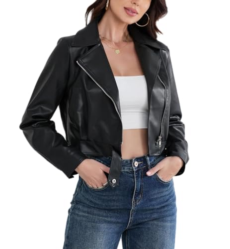 ジャケット・アウター melt the lady arm slit cropped jacket RISCUYY Leather Jacket Women Cropped Black Split Cuffs Side