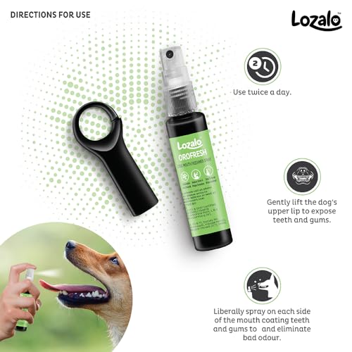 Image of Lozalo Orofresh Mouth Freshner Spray for Dogs- 22ml, Eliminates Bad Mouth Odour, Reduces Tartar & Plaque in Dogs & Puppies of All Breeds, with Clove Oil & Cooling Freshness of Mint