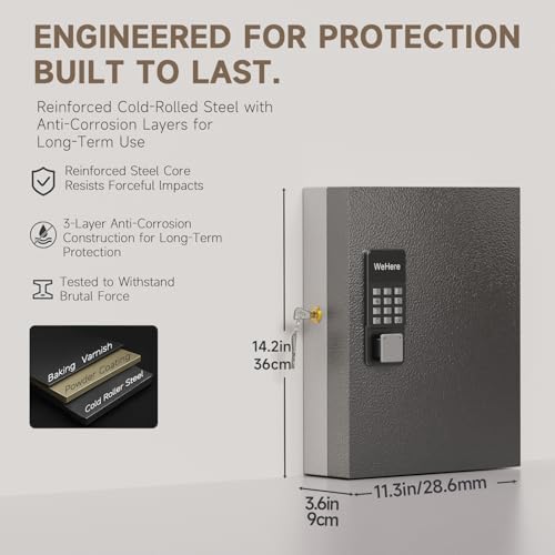 Snapklik.com : WeHere 32 Keys Key Lock Box Wall Mount(Plus), Use APP ...