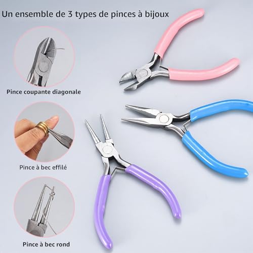 3 Pinces à Bijoux, Pince Trousse Outils de Fabrication de Bijoux, – vue 4