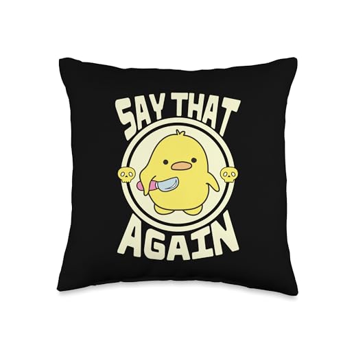 Cute Duck Sarcsatic Duckling With A Knife Say That Again Throw Pillow