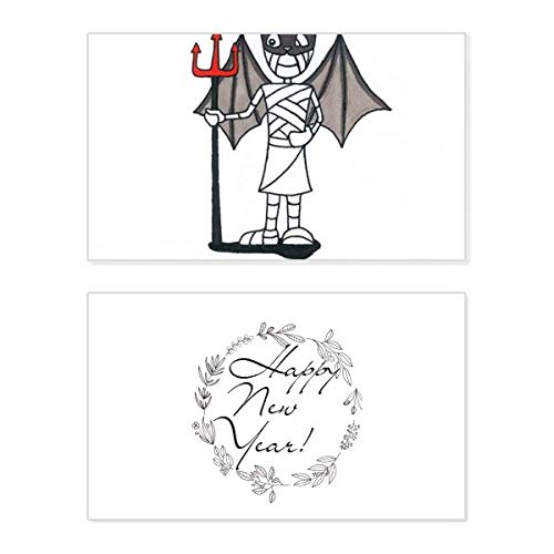 Tarjeta de felicitación Mummy Halloween Devil Bat Horus para decorar tu mesa de Navidad