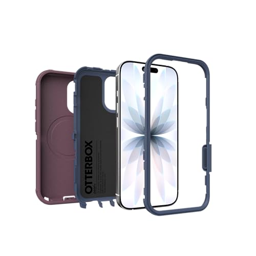 Image of OtterBox iPhone 17 (Only) - Defender Series Case - Tulipwood Glow (Purple & Blue) - Snaps on MagSafe - Tough - Rugged & Durable
