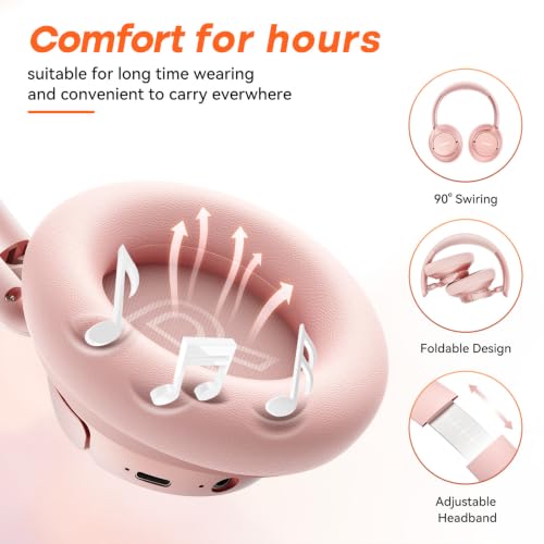 Image of BERIBES Hybrid Active Noise Cancelling Headphones Wireless Over Ear 70Hours | Foldable Bluetooth 6.0,Transparent Modes,3.5MM Cable,Lightweight Built-in Mic,HiFi Stereo Deep Bass,Soft-Earpad,Fast Charging