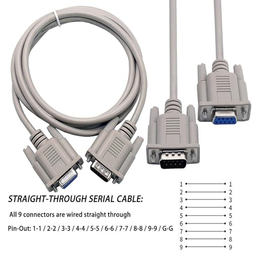Image of Madhabi DB9 RS232 Serial Extension Cable 1.5M Male to Female | 9 Pin Data Transfer Cable for PC, Laptop, Modem, Router, Printer, POS, CNC & Industrial Devices - White