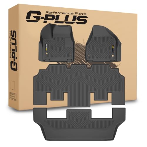 G-PLUS Floor Mats Fit for Chrysler Pacifica 2017 2018 2019 2020 2021 2022 2023 2024 2025 (No Hybrid Models),Fit 7 and 8 Passenger Model,TPE All Weather Car Floor Liners Cargo Liners Accessor