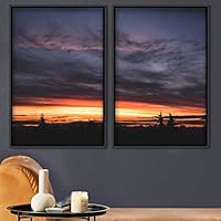 2 Piece Framed Canvas Wall Art Sunrise in The Trees Canvas Prints Home Artwork Decoration for Living Room,Bedroom - 16