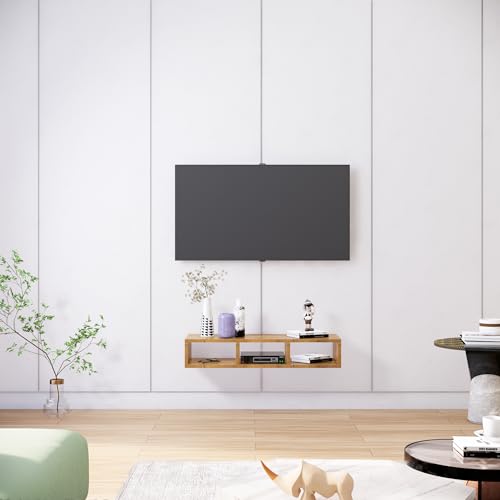 Image of TV Unit for Living Room 30 to 52 Inch, Engineered Wood TV Unit Wall Mounted Entertainment Unit Set Top Box Stand with Storage Shelves for Books & Decor Unit for Bedroom (Giant Wood)