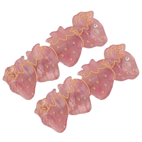 PartyKindom 2pcs Strawberry Barrettes Hair Styling Long Cute Clips Pink Plastic