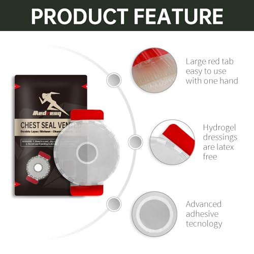 Image of 6.6 inchCircle Double -Layer Chest Seal,Emergency Trauma Dressing for Open Chest Injuries and Sucking Chest Wounds.First Aid Kit IFAK Supplies (2), White