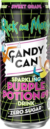 Candy Can, Rick and Morty, Purple Potion, Grape Flavoured Fizzy Drink, Nostalgic American Soda Flavours, Sugar Free, Sparkling Pop Cans (1 x 330ml)