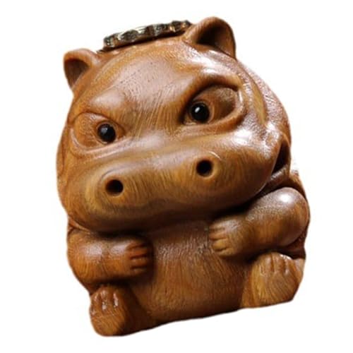 絶妙な木製逆流香炉手作り香炉彫刻牛カバ像飾りお香コーンホルダー