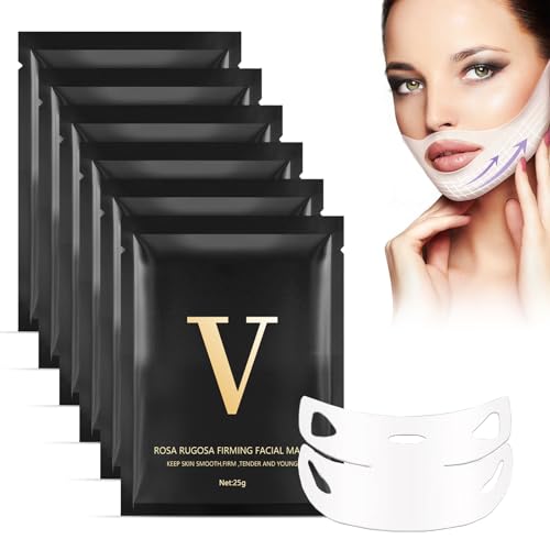 Tkekruh 6PC V Line Shaping Face Masks Cinturón de Elevación Facial de Doble Mentón Mascarillas Faciales Hidratantes Mascarillas Antienvejecimiento Línea Mascarilla Reafirmante V-Line, Face-Mask
