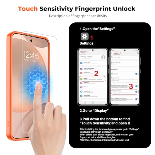 Image of SUPFINE Magnetic for Samsung Galaxy S24 Plus Case / S25 Plus Case with Screen Protector, (Built-in Magnets) (Military Grade Drop Protection) Slim Translucent Shockproof Phone Case,Orange