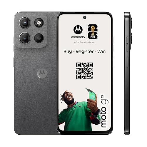 Moto g15 24GB Tornado(8GB+16 GB RAM Boost)/512GB Gris, España, pantalla de 6,72”FHD+, sistema de cámaras de 50MP y objetivo ultra gran angular, Batería 5200mAh, carga TurboPower 18W, acabado soft luxe