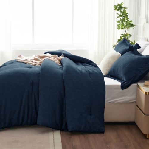 CozyLux Twin/Twin XL Comforter Set, Heathered Navy Blue, 2 Pieces by CozyLux - Used condition - Image 8