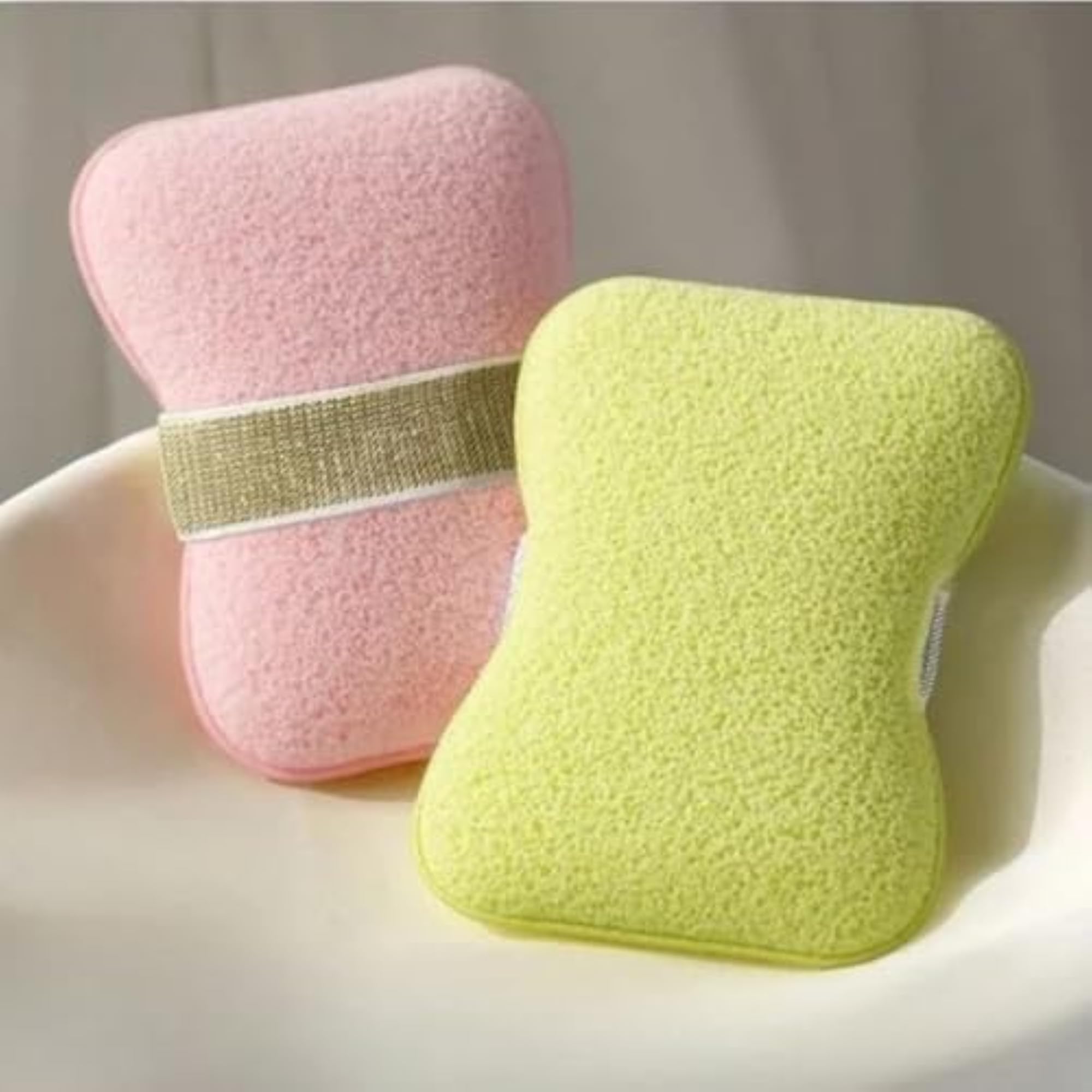 Soap-Infused Double-Sided Bath Sponge with Hand Strap