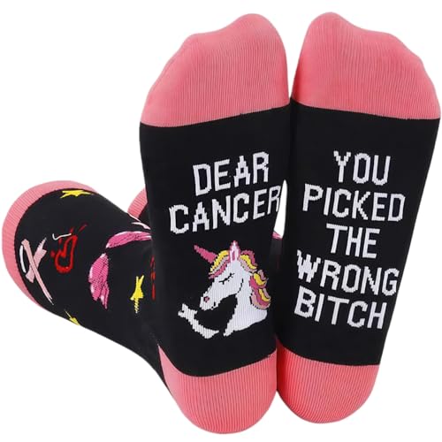 Liiusgelad Breast Cancer Awareness Socks for Women - Inspirational Gift for Cancer Survivor Chemo Patient