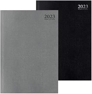 2023 Diary A4/A5/A6 Luxury Contract Colour Fashion Diary Week to View, Day A Page Desk Diary (A5 Week To View, Silver)