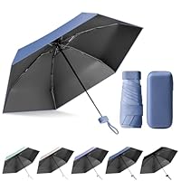 FESDMOH Ombrello Pieghevole, Ombrello pioggia, Ombrello Piccolo da Borsa, Ombrelli da Tasca, Ombrelli Ultraleggero Portatile, UPF>50+, da Sole/Pioggia (Blu nebbia)