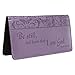 Christian Art Gifts Purple Faux Leather Checkbook Cover for Women with Inspirational Scripture - Be Still - Bi-fold Checkbook Cover for Duplicate Checks ID Credit Cards & Pen Loop Holder - Psalm 46:10