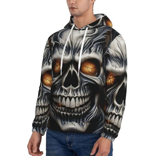Men's Fleece Pullover Hoodie Long Sleeve Hooded Cool Evil Skull Sweatshirt Casual Shirts With Pockets 3X-Large Black3