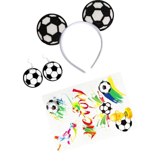 Tmboryuu Juego de 3 accesorios con temática de fútbol, incluye aretes atrevidos y calcomanía lavable para el cuerpo para calcomanías deportivas de marcado facial