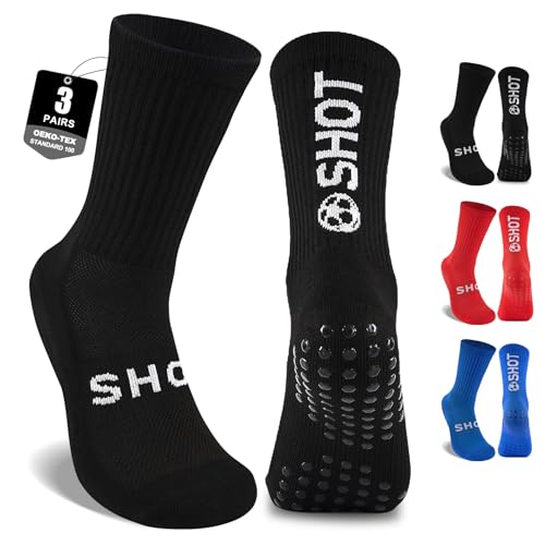 inaWarm - inaWarm Chaussettes de Football Antidérapantes 3 Paires Hommes Femmes Enfants – Respirantes, Rembourrées, Compression de la Voûte, Idéales pour Rugby, Basketball, École, Multisport