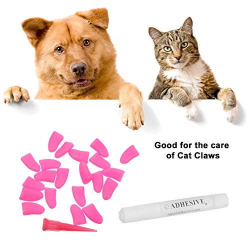 Capa para unhas pet capa anti-arranhões anti-arranhões com cola (azul + rosa M)
