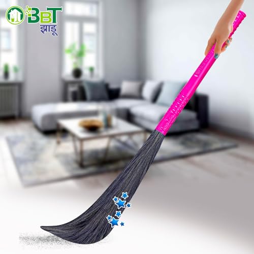 Image of BBT Phool Jhadu | Natural Grass Broom Stick for Home Cleaning | Eco-Friendly Long Handle Jhadu | Anti Dust, Lightweight & Durable Pack of- (1, UTSAV)