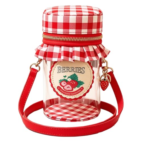 Novelty Purse for Women Cute Strawberry Jam Shaped Crossbody Bag Transparent PVC Bags With Strawberry Accessories - image 1