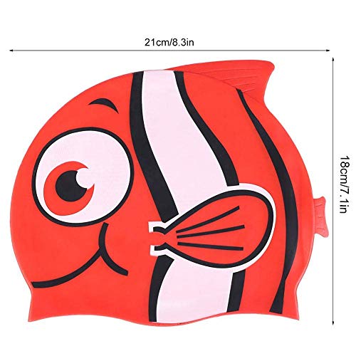 Bonnets De Bain Silicone Enfant - 2 Pièces Motifs Requin Et Poisson Rouge étanches