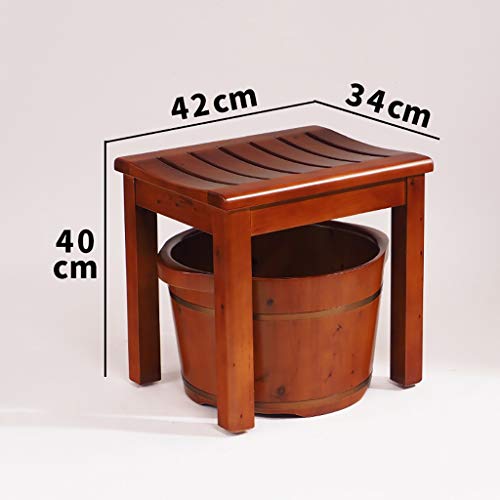 Baño de pies de madera de cedro, con taburete, tamaño pequeño miniatura 6