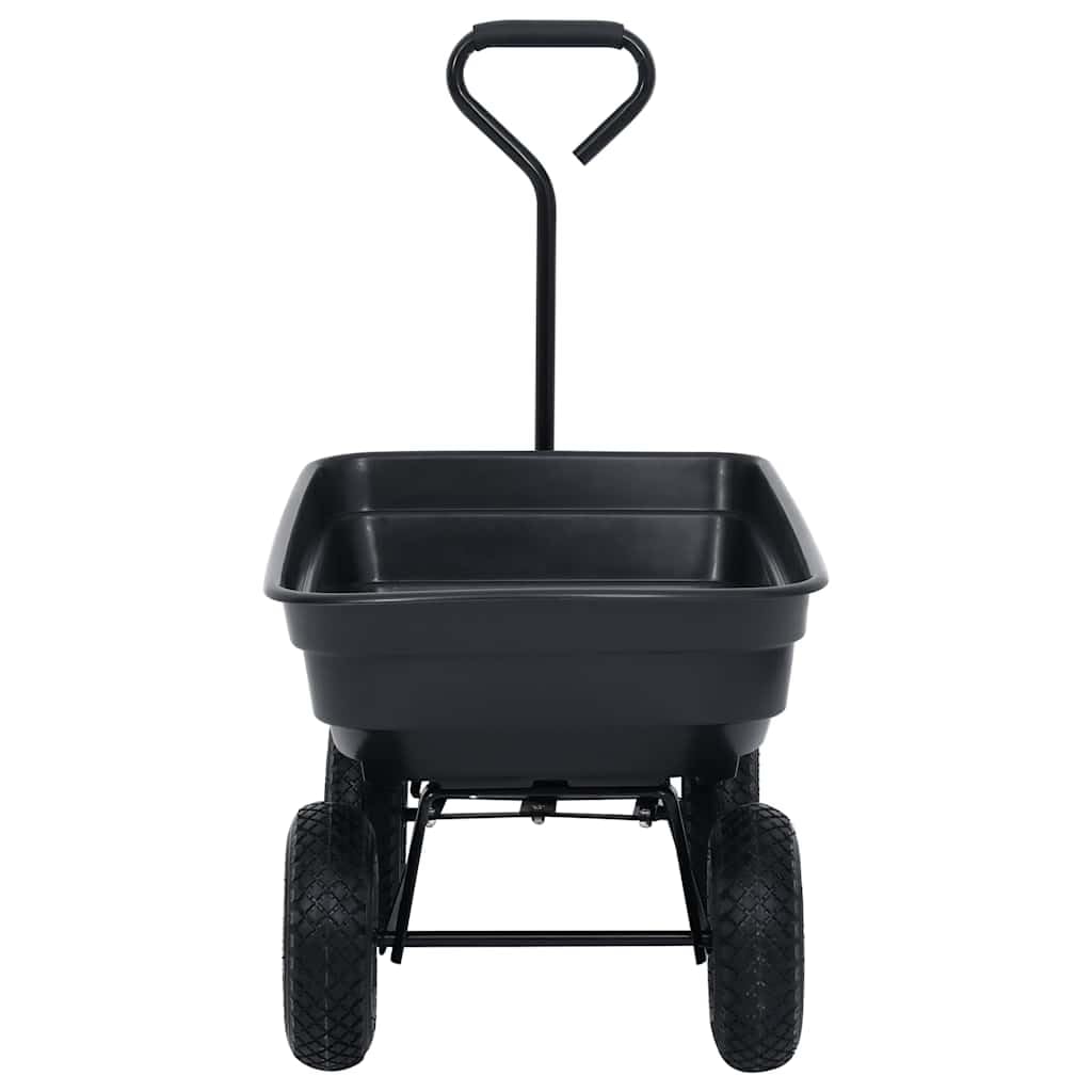 Garten Kippwagen 75 L 300 kg Schwarz Stahlrahmen PU Gummiräder Transportkarre für Gartenarbeit Schubkarre mit Kippfunktion