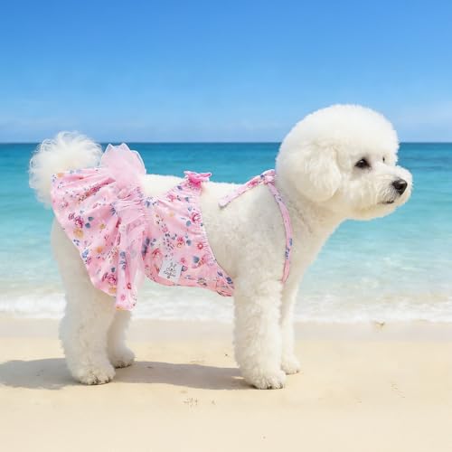 Image of CuteBone One Piece Dog Bikini Swimsuit Dress - Puppy Bathing Suit Costume for Small Dogs - Comfortable & Stylish Pet Clothes for Summer Pool, Beach & Play LTDB15S