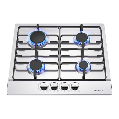 WEHIMO Gaskochfeld 4 Flammig, Edelstahl Einbau-Gaskochfeld, 59cm,...