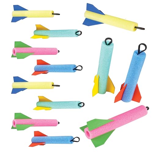 12 Pack Foam Finger Flyer Rockets – 6.5 Inch Assorted Colors Mini Slingshot Toys Kids, STEM Coordination, Birthday Party Favors, School Teacher Treasure Prizes, Stocking Stuffers, Indoor Outdoor Fun