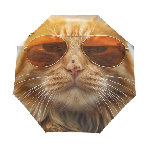 Parapluie automatique chat orange GAIREG compact et robuste pour femme