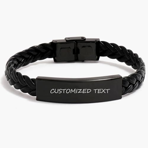 Pulsera de cuero trenzado personalizada para hombre y mujer miniatura 5