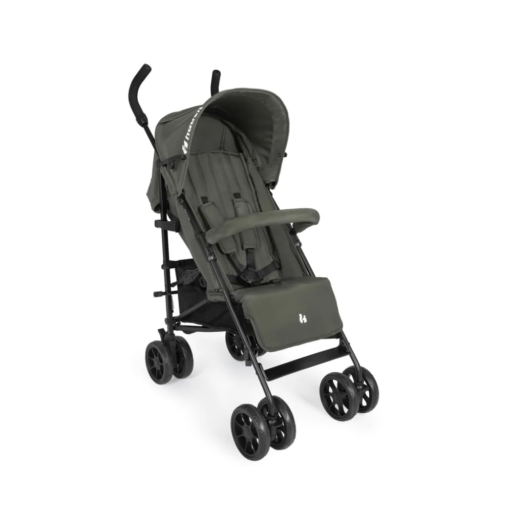 hauck Fold N Care Parasol dla dzieci od 6 miesięcy do 22 kg, mały, składany, 7,6 kg, z pozycją leżącą i ochroną UV 50+, kosz XL, kółka z tworzywa sztucznego EVA, obrotowe koła przednie, oliwkowy