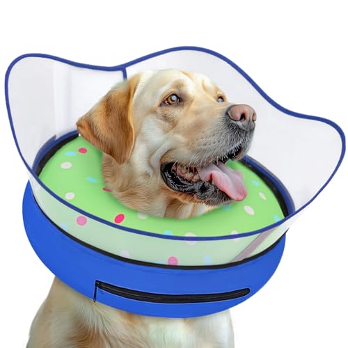 Image of Elevated Inflatable Dog Cone Collar Alternative After Surgery, Dog Donut Collar, Soft Pet Cone to Stop Licking for Small Medium Large Dogs