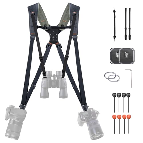 PGYTECH Camera Strap Master, Harnais Double Épaule en Cuir pour 3 Caméras, Harnais d'Appareil Photo pour Photographes Professionnels, Sports/Faune/Mariage/Événements...