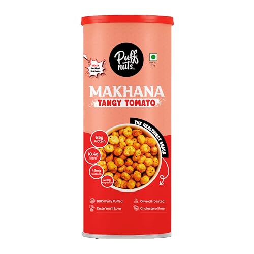 Image of Puffnuts COMBO Of 3 | Roasted and Flavoured Makhana | Healthy Snack | Namkeen | Puff Nuts | Gluten Free | Cholesterol Free | Protein Rich | Fiber Rich | With Calcium & Magnesium | Roasted in Olive Oil | Pack Of 3 x 77g (Mint Masti, Tangy Tomato, Peri Peri)