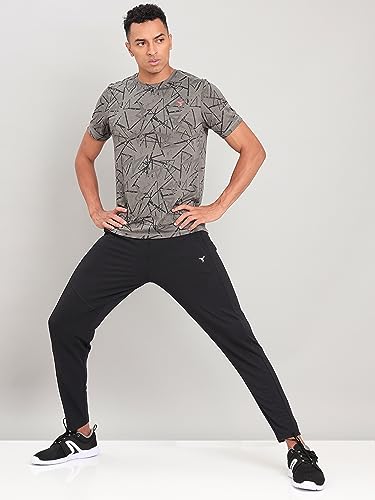 Image of TECHNOSPORT Men Polyester Regular Fit Half Sleeve Jacquard T-Shirt with Double Cool, Quick Dry & Anti Microbial for Sports, Running & Casual Use